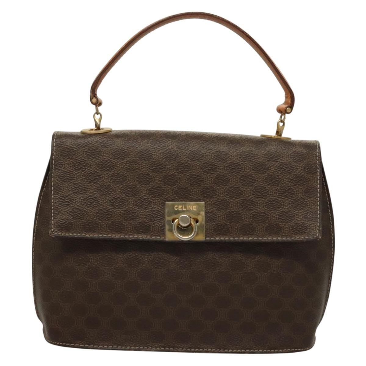 Celine Macadam Handbag Macadam with leather, BROWN, CANVAS, Handbag