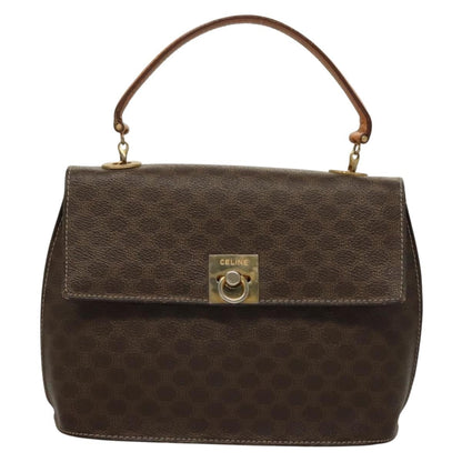 Celine Macadam Handbag Macadam with leather, BROWN, CANVAS, Handbag