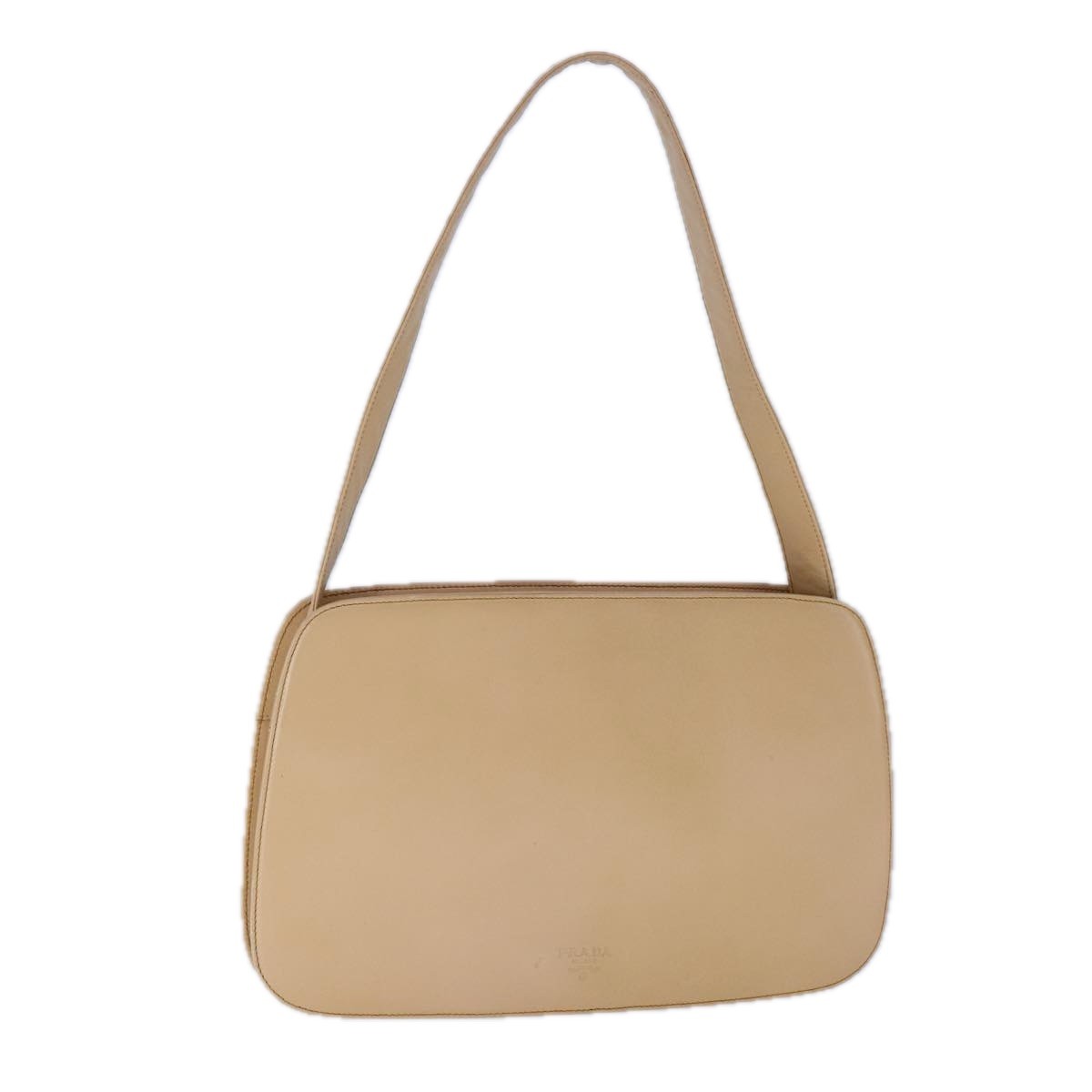 Prada Vintage Shoulder Bag Leather, BEIGE, LEATHER, Shoulder bag