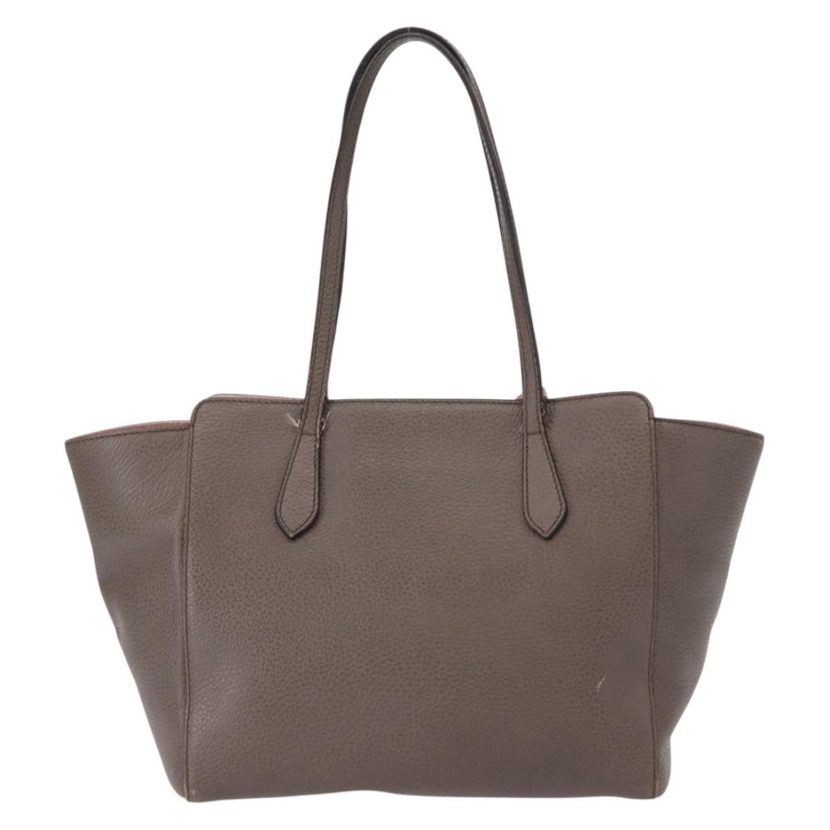 Gucci Swing Tote Leather, GRAY, LEATHER, Tote bag