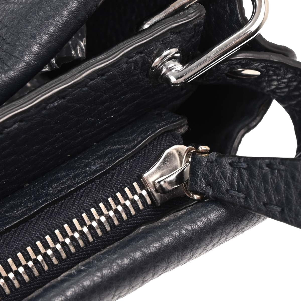 Fendi Faces Selleria Peekaboo Bag Leather, GRAY, LEATHER, Handbag