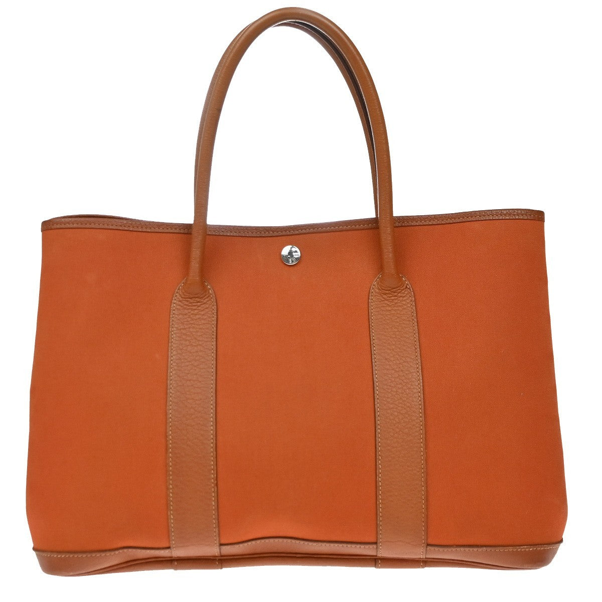 Hermes Garden Party Tote Canvas and Leather, ORANGE, CANVAS, Tote bag