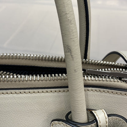 Prada Twin Pocket Shopping Tote City Calfskin, WHITE, LEATHER, Handbag