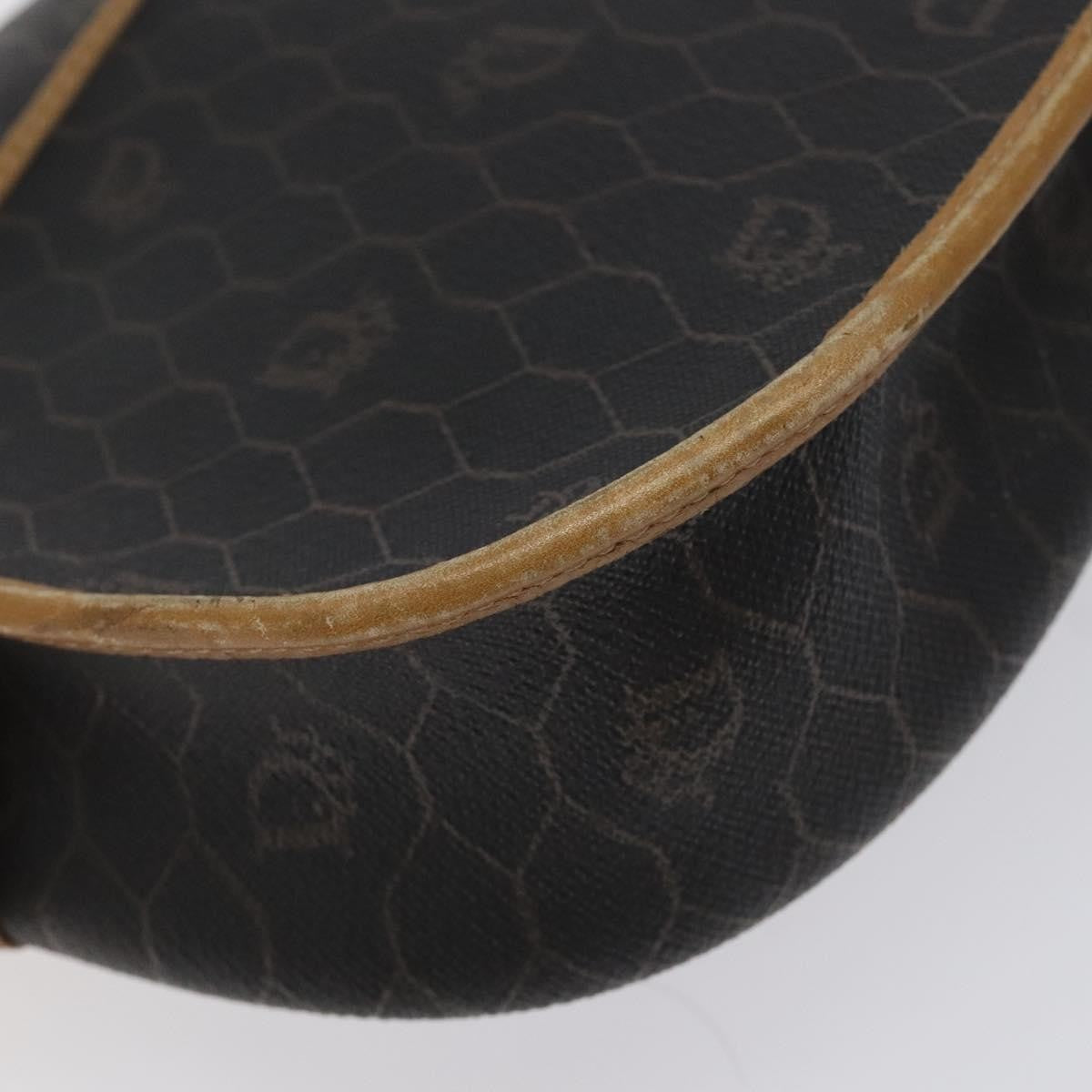 Christian Dior Vintage Honeycomb Flap Crossbody Bag Coated Canvas, BLACK, CANVAS, Crossbody bag