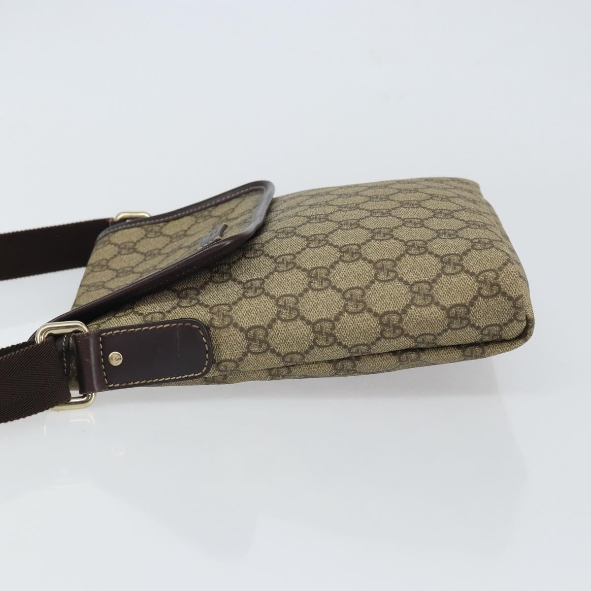 Gucci Flap Messenger GG Coated Canvas, BEIGE, PVC, Shoulder bag