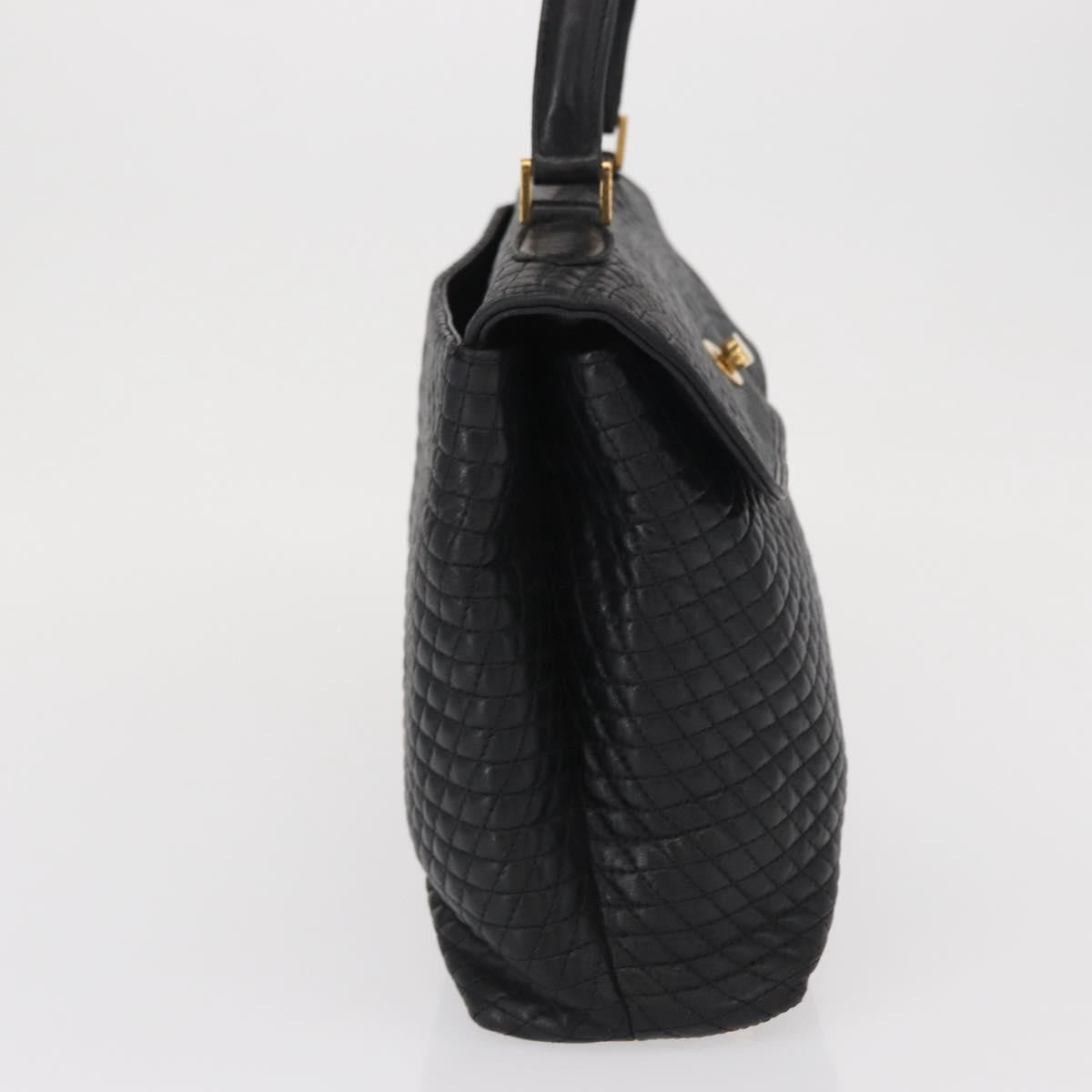 Bally Vintage Handbag Quilted Leather, BLACK, LEATHER, Handbag