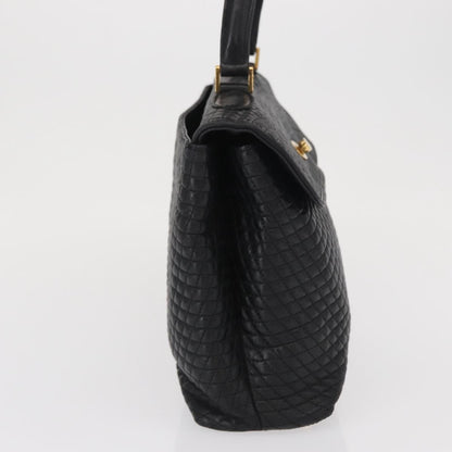 Bally Vintage Handbag Quilted Leather, BLACK, LEATHER, Handbag