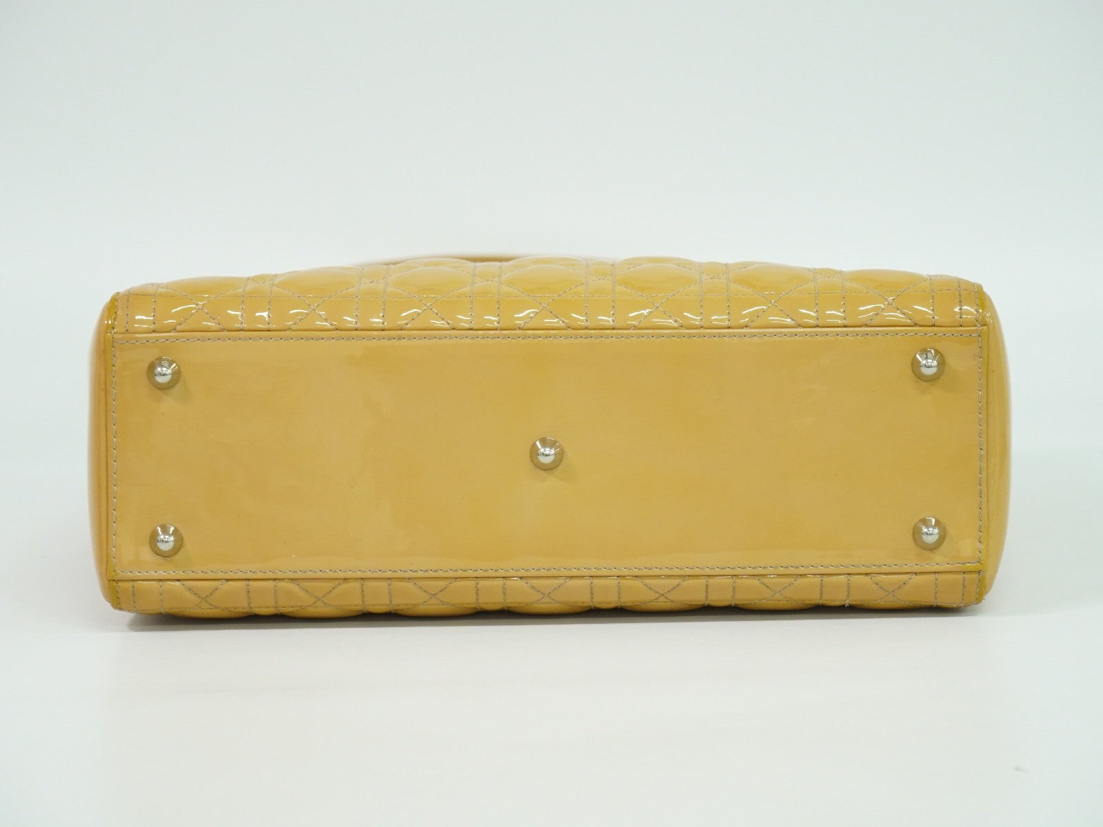 Christian Dior Vintage Lady Dior Bag Cannage Quilt Patent, BEIGE, PATENT_LEATHER, Handbag