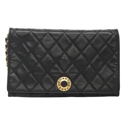 Chanel Vintage Full Flap Bag Quilted Lambskin, BLACK, LEATHER, Handbag