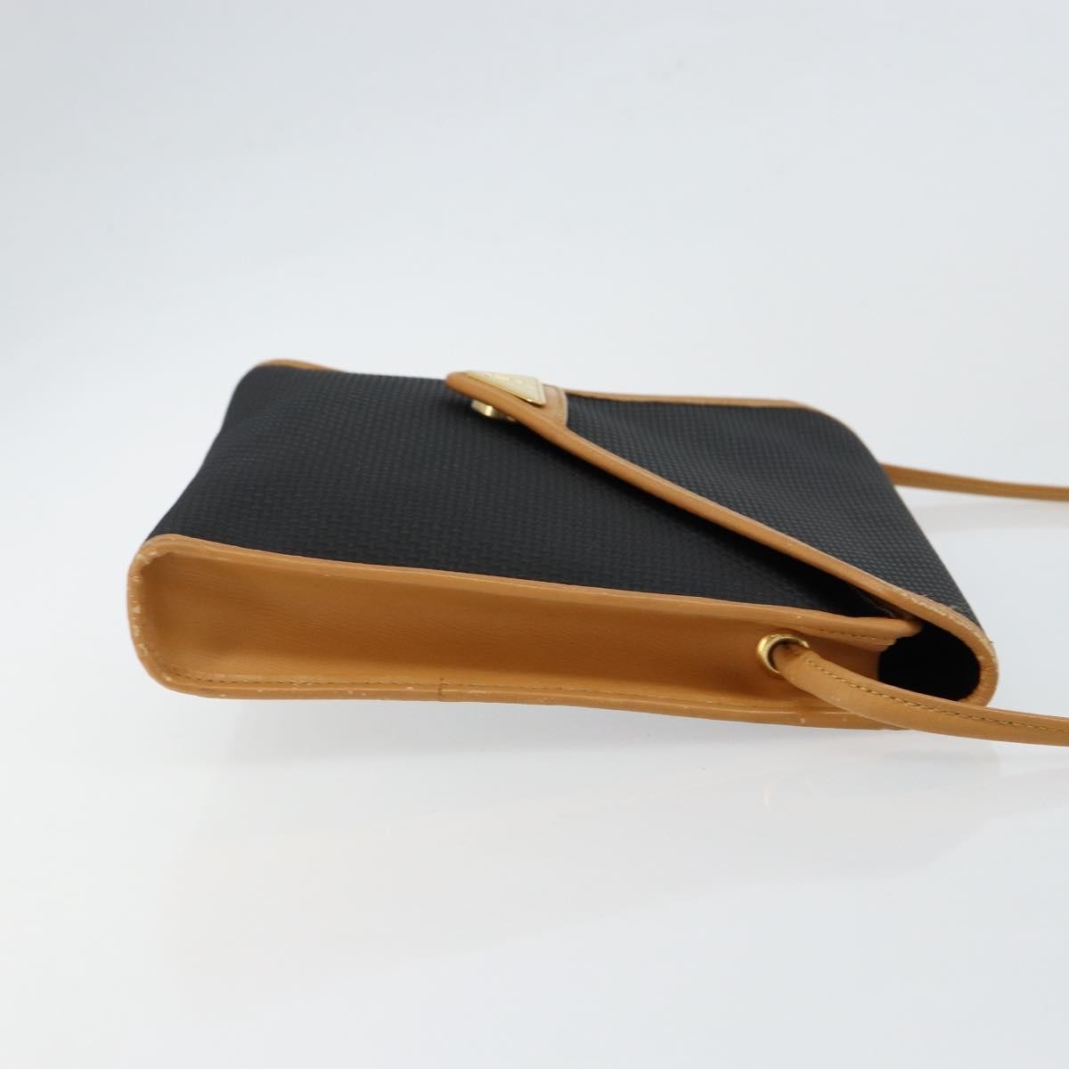 Saint Laurent Vintage Flap Crossbody Bag Coated Canvas with Leather, BLACK, PVC, Shoulder bag