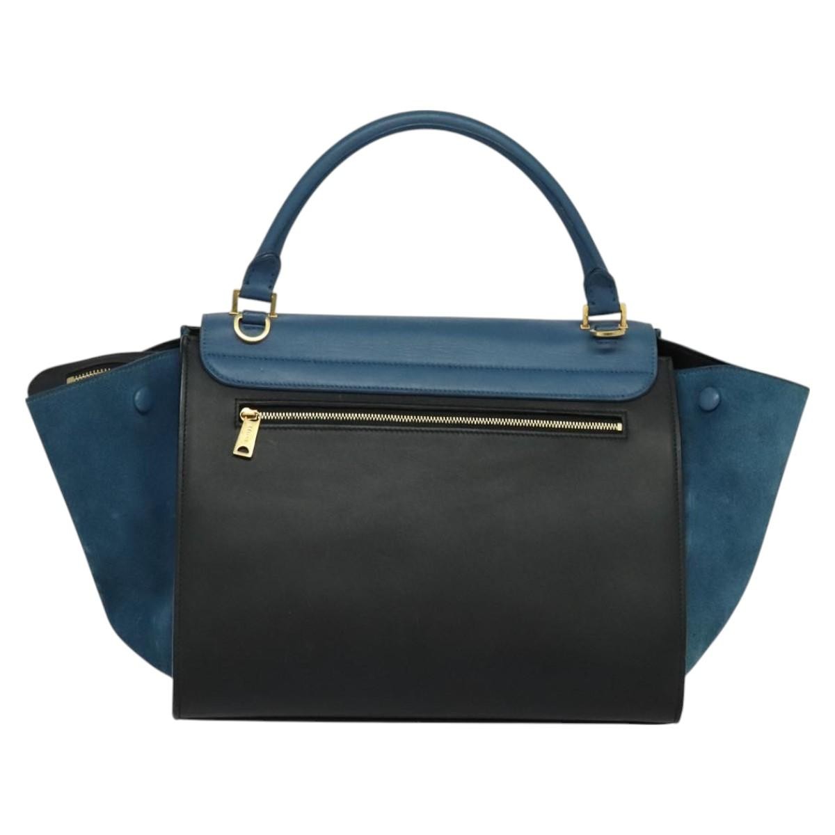 Celine Trapeze Bag Leather, BLUE, LEATHER, Handbag