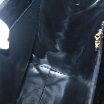 Salvatore Ferragamo Vintage Vara Bow Tote Lizard Embossed Leather, BLACK, LEATHER, Tote bag