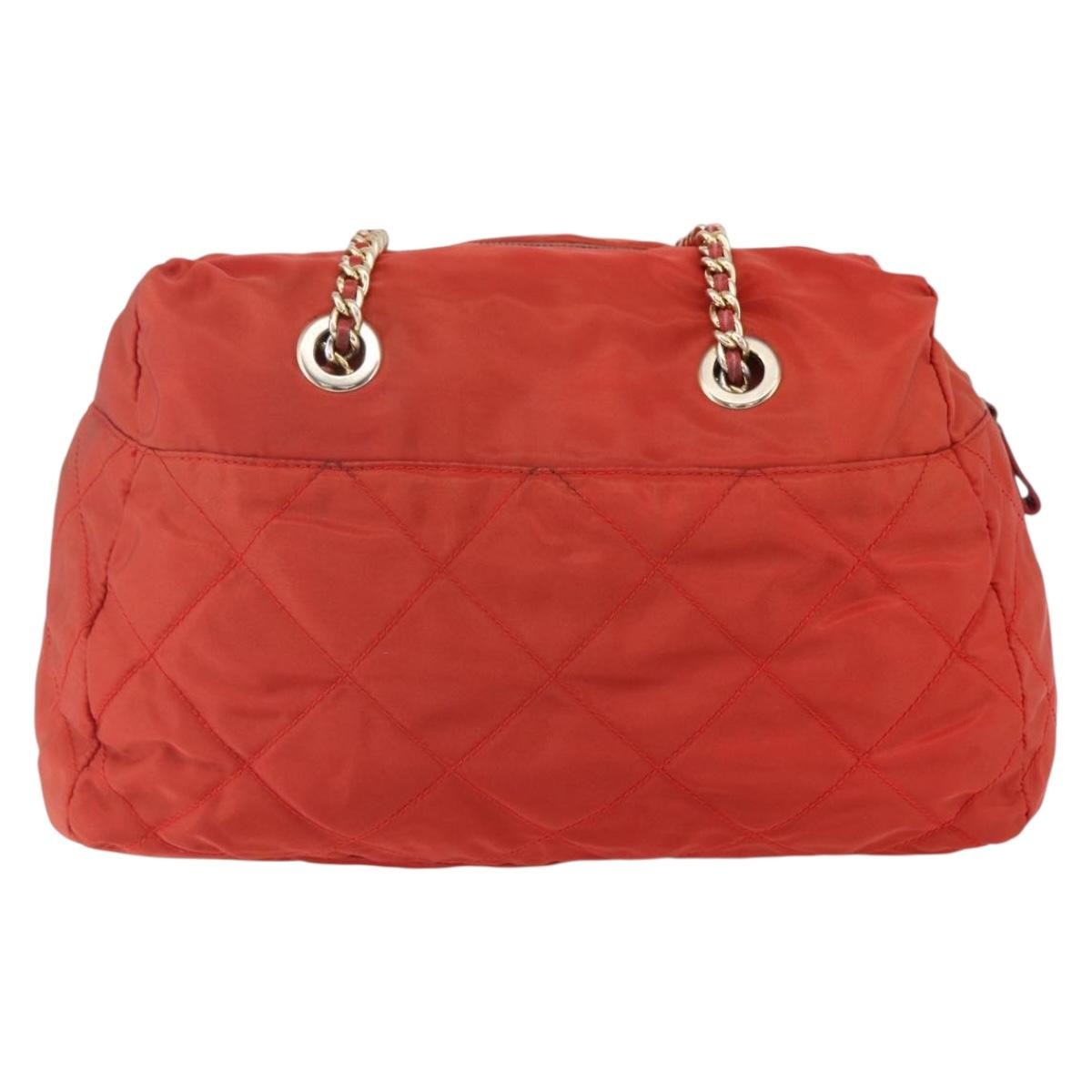 Prada Chain Shoulder Bag Tessuto, ORANGE, NYLON, Shoulder bag