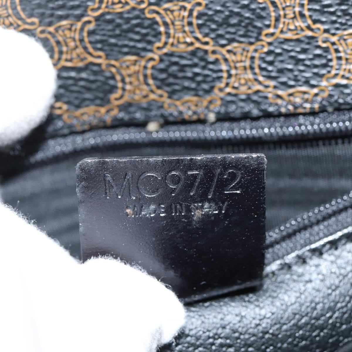 Celine Vintage Macadam Shoulder Bag Canvas and Leather, BLACK, CANVAS, Shoulder bag