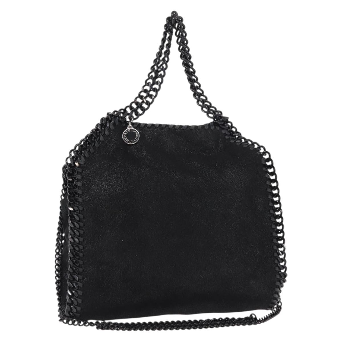 Stella McCartney Falabella Fold Over Bag Shaggy Deer, BLACK, POLYESTER, Shoulder bag