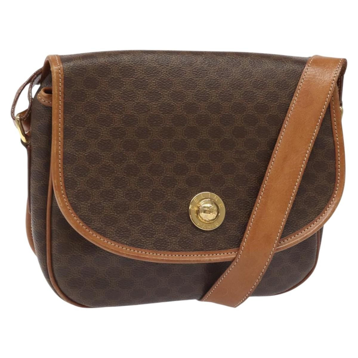 Celine Macadam Shoulder Bag PVC Leather, BROWN, CANVAS, Shoulder bag