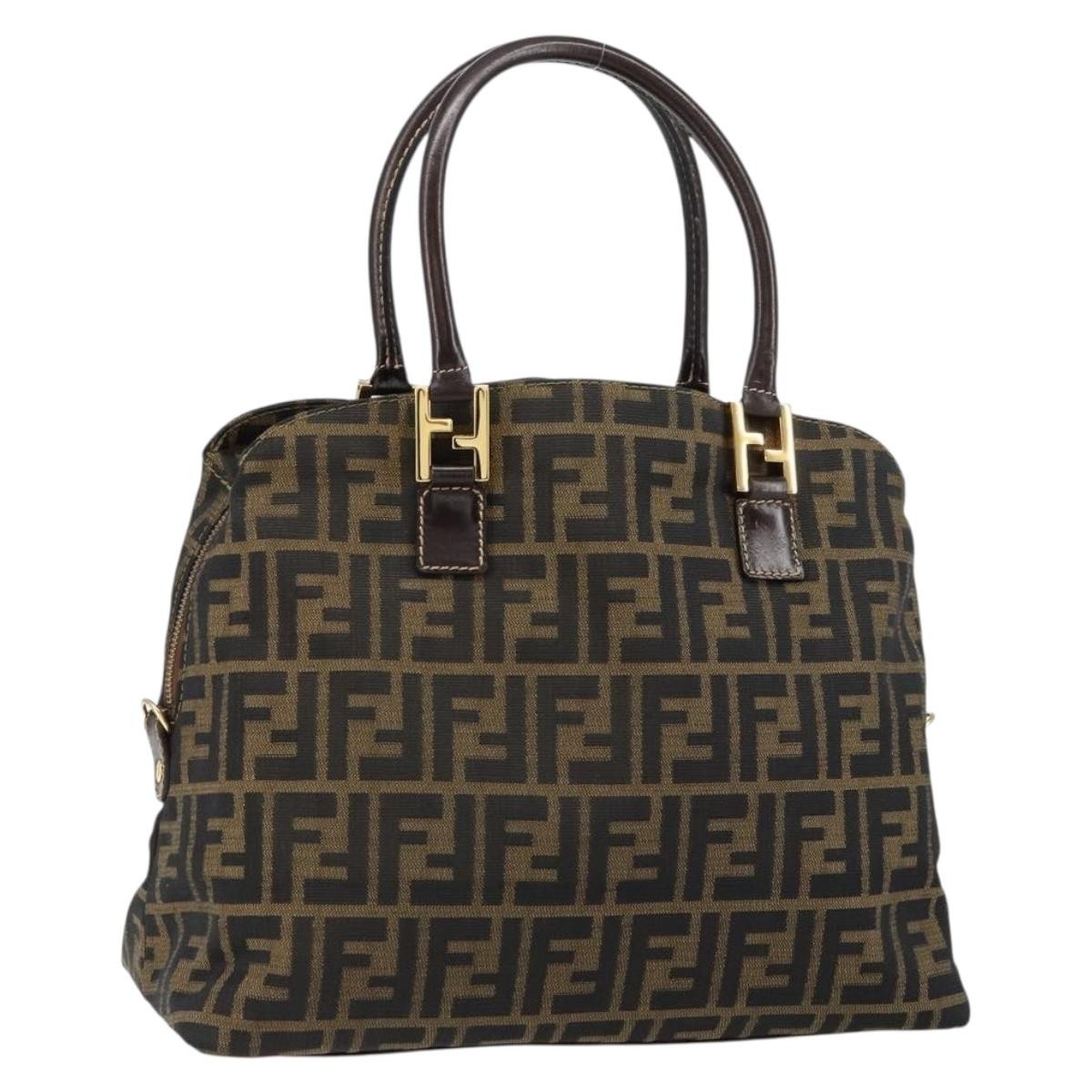 Fendi Vintage Convertible Satchel Zucca Canvas, BROWN, CANVAS, Handbag