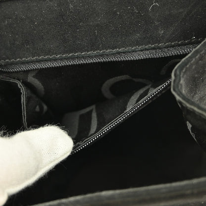 Salvatore Ferragamo Vintage Vara Bow Handle Shoulder Bag Suede, BLACK, SUEDE, Handbag