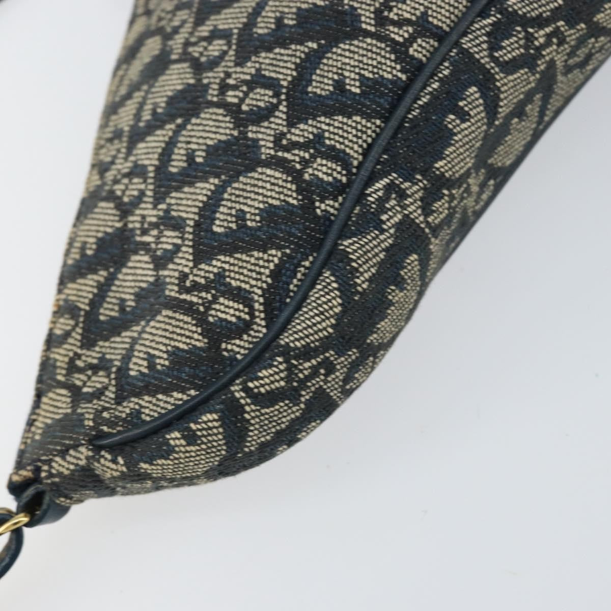 Christian Dior Vintage Saddle Bag Diorissimo Canvas, NAVY, CANVAS, Clutche & pouche