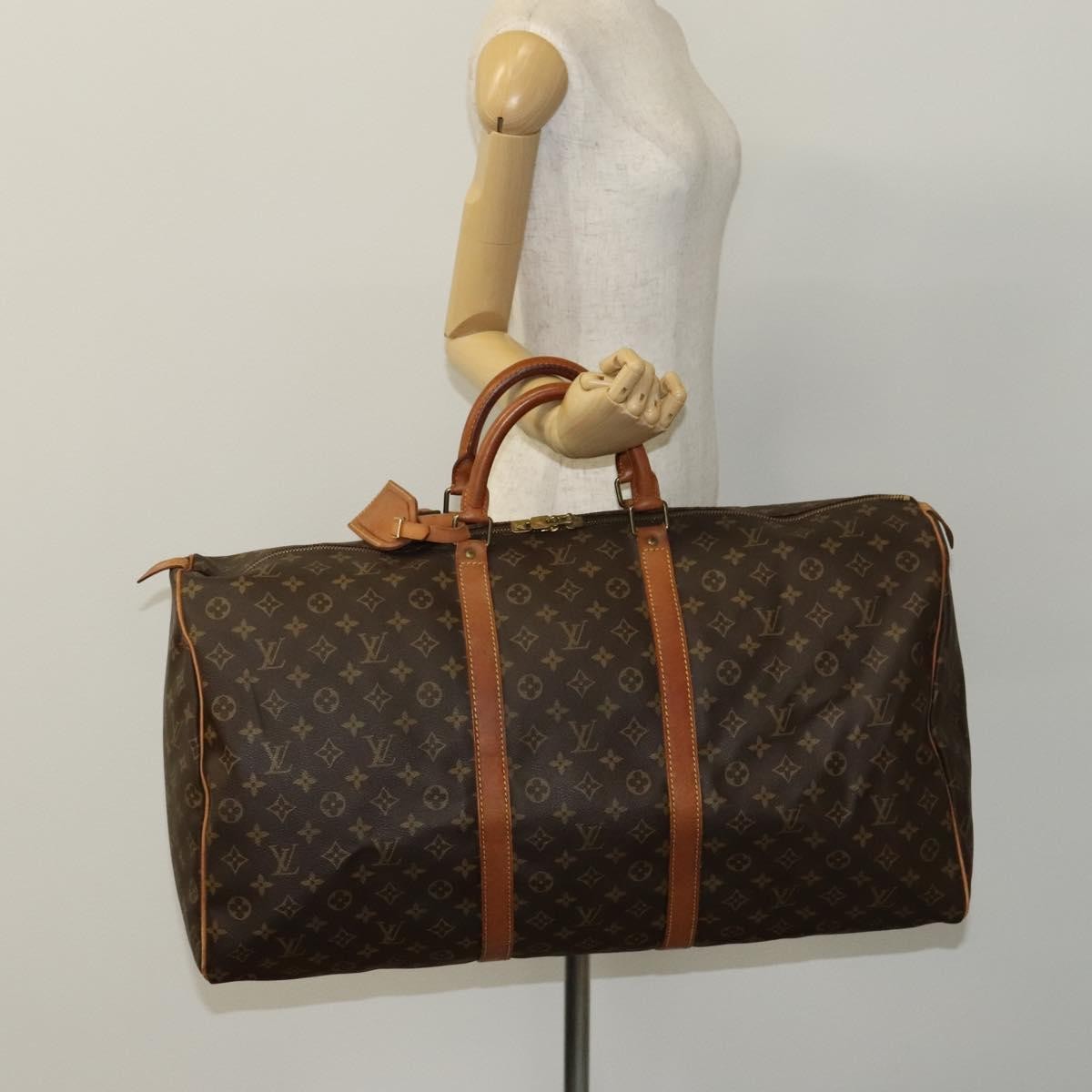 Louis Vuitton Keepall Bag Monogram Canvas, BROWN, CANVAS, Travel bag