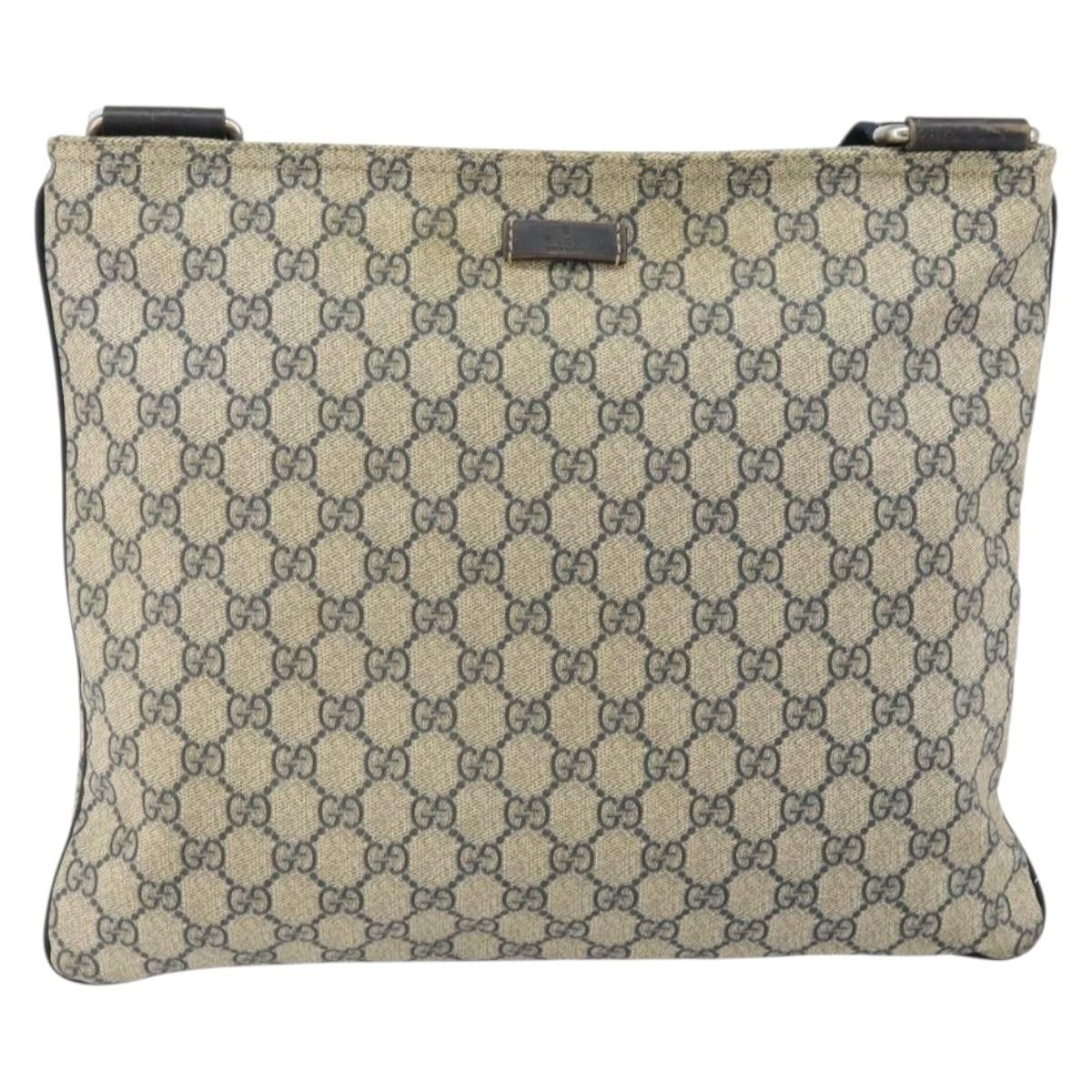 Gucci Zip Top Messenger Bag GG Coated Canvas, NAVY, PVC, Shoulder bag