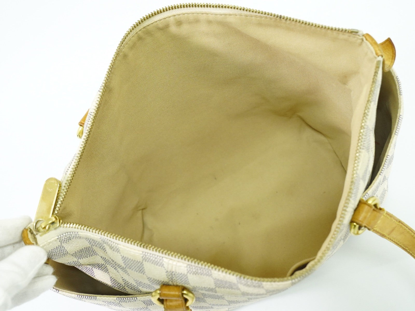 Louis Vuitton Totally Handbag Damier azur, WHITE, CANVAS, Tote bag