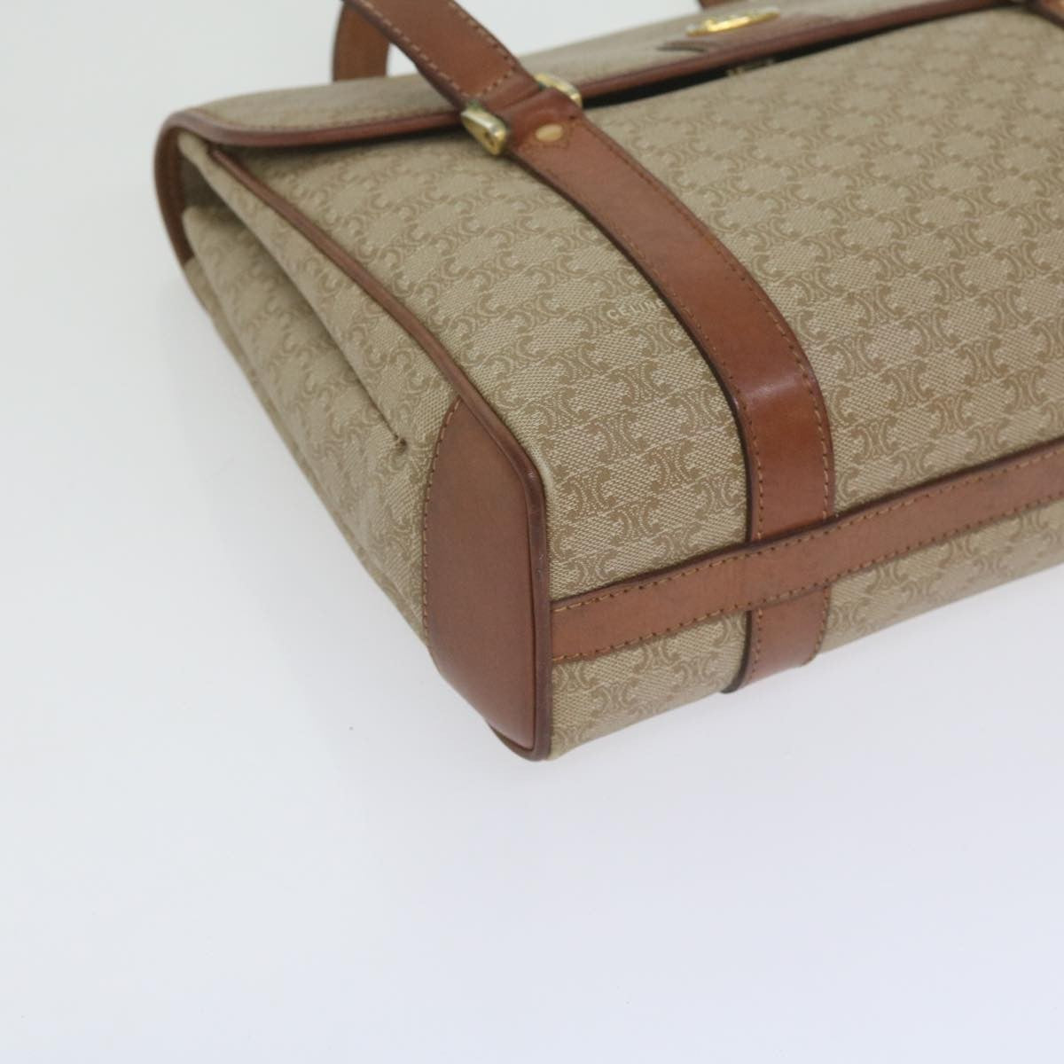 Celine Vintage Macadam Handbag Canvas and Leather, BEIGE, CANVAS, Handbag