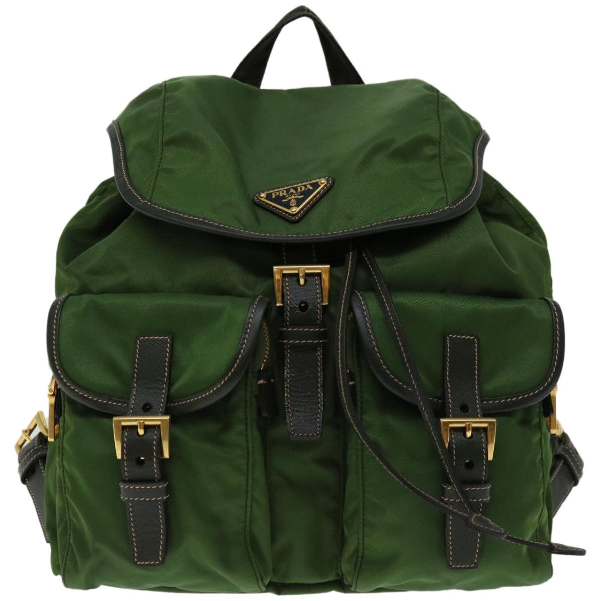 Prada Double Front Pocket Backpack Tessuto, KHAKI, NYLON, Backpack