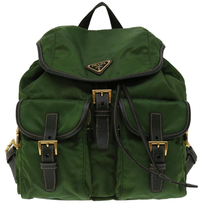 Prada Double Front Pocket Backpack Tessuto, KHAKI, NYLON, Backpack