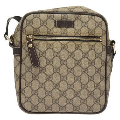Gucci Front Zip Messenger GG Coated Canvas, BEIGE, CANVAS, Shoulder bag
