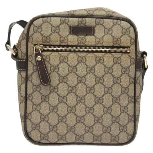 Gucci Front Zip Messenger GG Coated Canvas, BEIGE, CANVAS, Shoulder bag