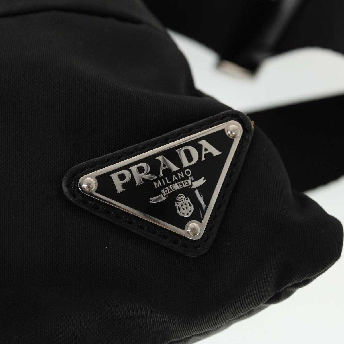 Prada Zip Messenger Bag Horizontal Quilt Tessuto, BLACK, NYLON, Shoulder bag