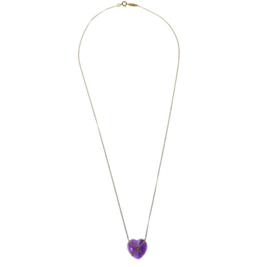 Tiffany & Co. Cross My Heart Pendant Necklace 18K Yellow Gold with Amethyst, GOLD, ROSE_GOLD, Necklace