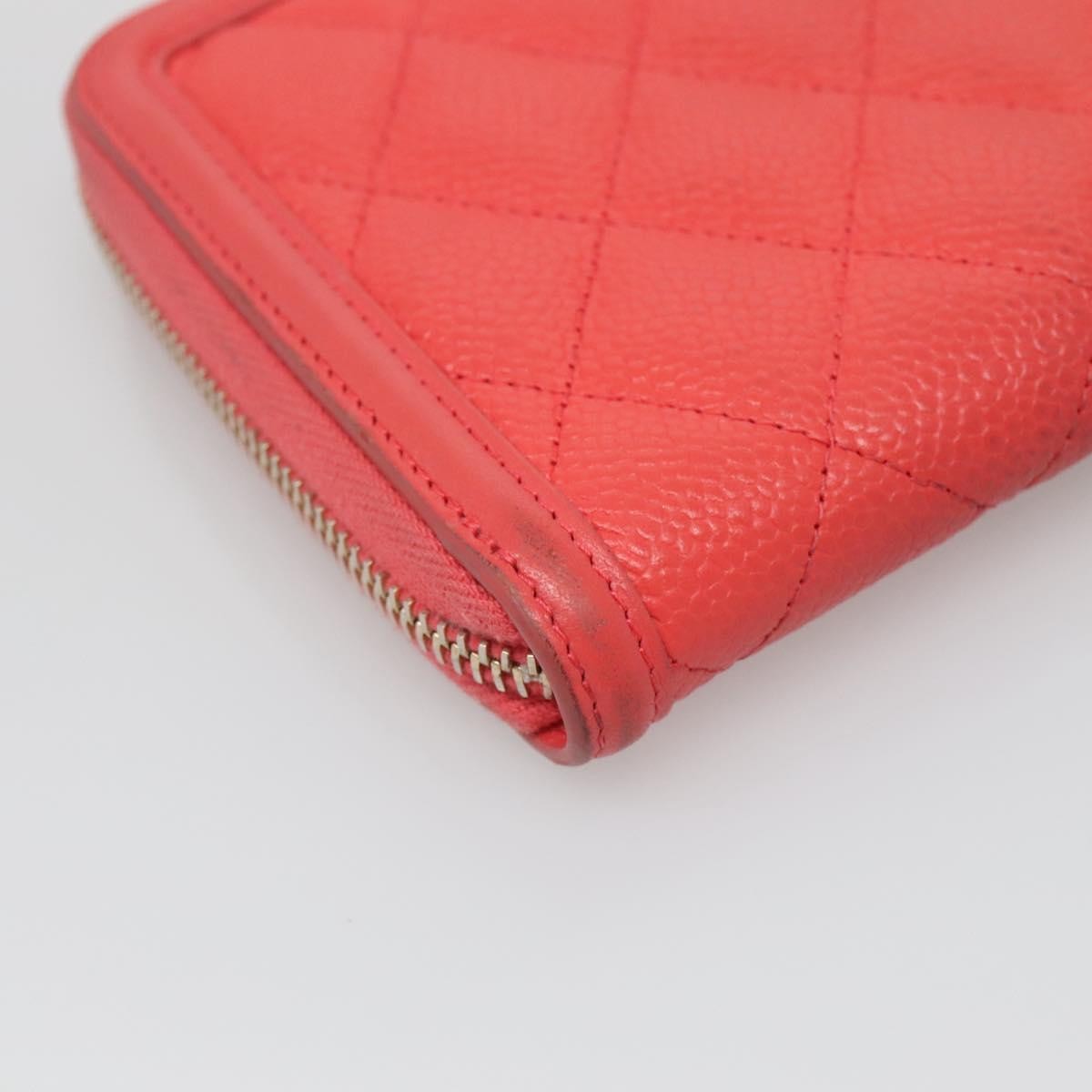 Chanel Filigree Zip Around Wallet Quilted Caviar, PINK, LEATHER, Wallets
