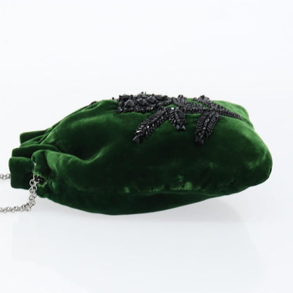 Prada Beads Pouch Velvet, GREEN, VELVET, Clutche & pouche