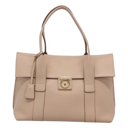 Salvatore Ferragamo Sookie Satchel Leather, BEIGE, LEATHER, Handbag