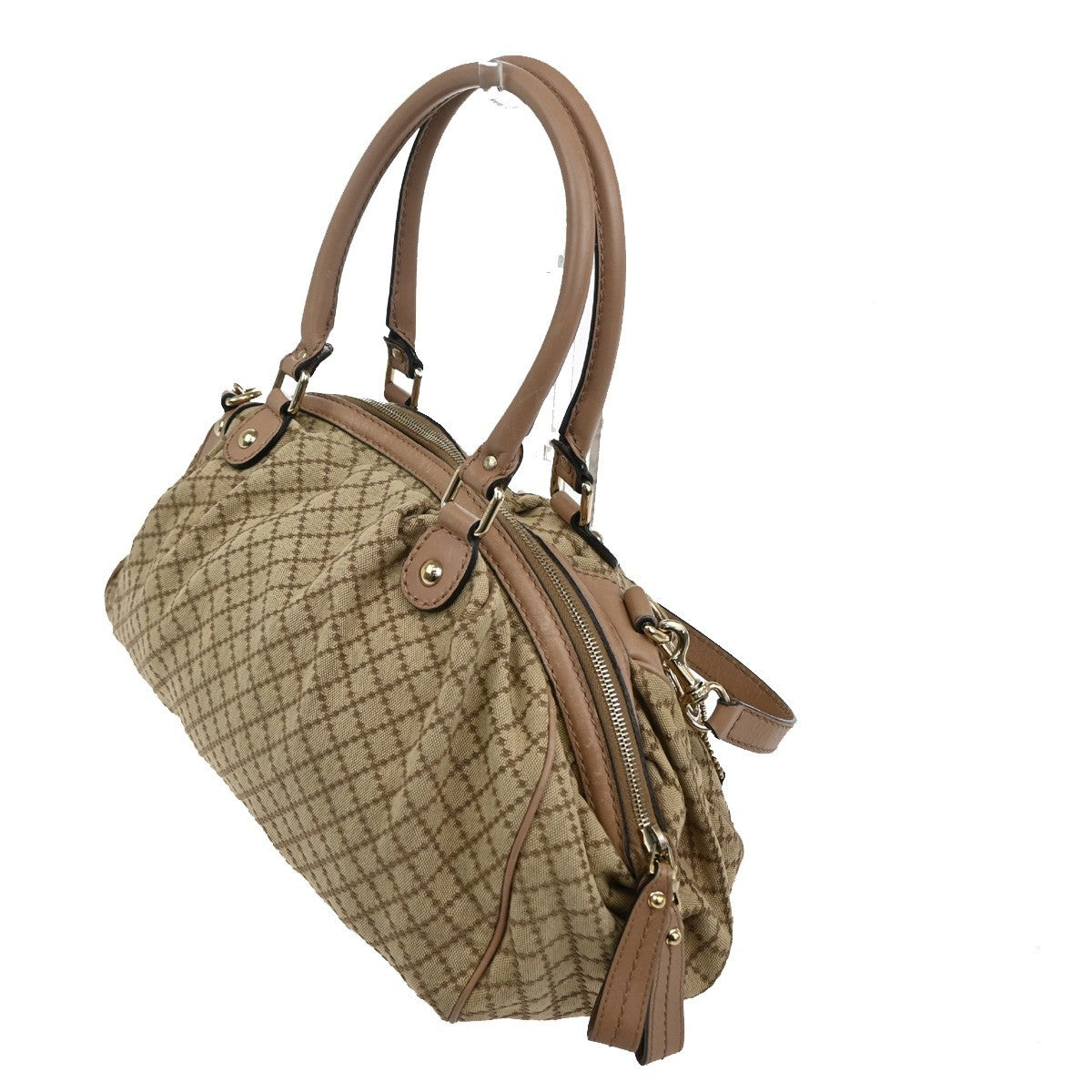 Gucci Sukey Convertible Boston Bag Diamante Canvas, BROWN, CANVAS, Tote bag