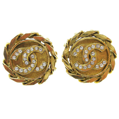 Chanel CC Button Clip-On Earrings Metal with Faux Pearl, GOLD, GOLD_PLATED, Earrings