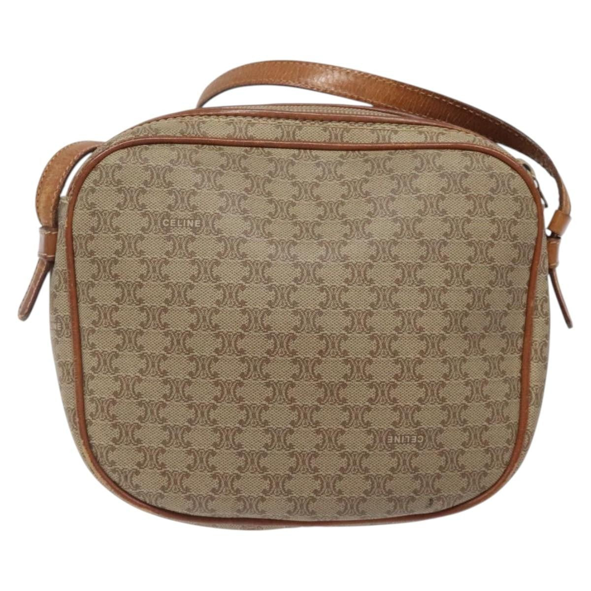 Celine Macadam Shoulder Bag PVC Leather, BEIGE, CANVAS, Shoulder bag