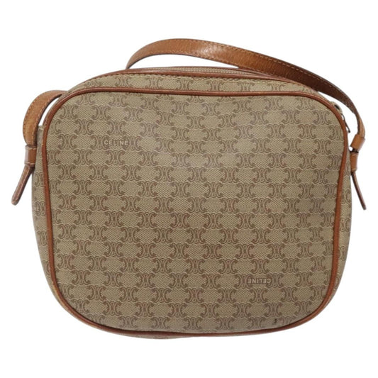 Celine Macadam Shoulder Bag PVC Leather, BEIGE, CANVAS, Shoulder bag