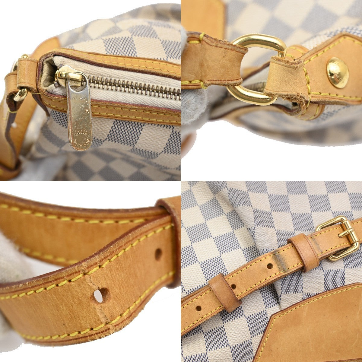 Louis Vuitton Siracusa Handbag Damier, WHITE, CANVAS, Shoulder bag