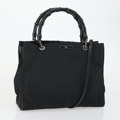 Gucci Bamboo Handle Tote nylon, BLACK, NYLON, Handbag
