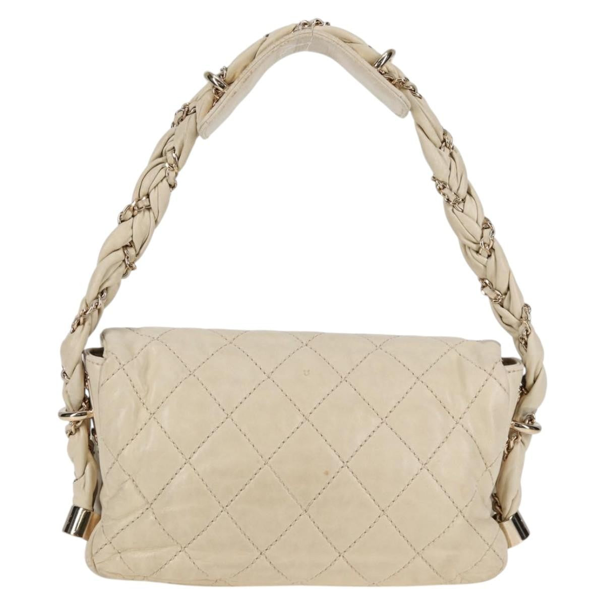 Chanel Lady Braid Flap Bag Quilted Distressed Lambskin, BEIGE, LEATHER, Shoulder bag