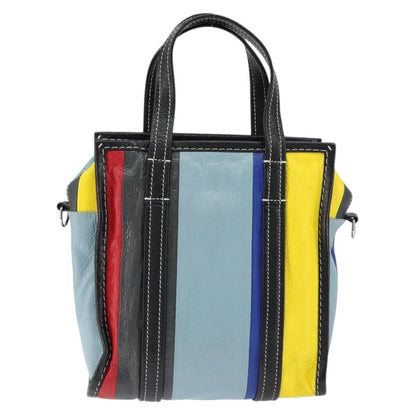 Balenciaga Bazar Convertible Tote Striped Leather, MULTICOLOUR, LEATHER, Tote bag