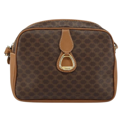 Celine Vintage Macadam Shoulder Bag Canvas and Leather, BROWN, CANVAS, Shoulder bag