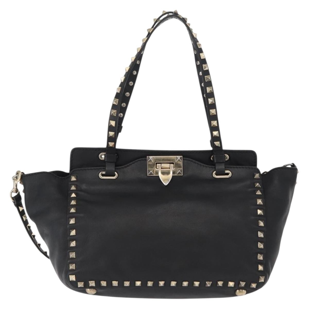 Valentino Garavani Rockstud Tote Soft Leather, BLACK, LEATHER, Tote bag