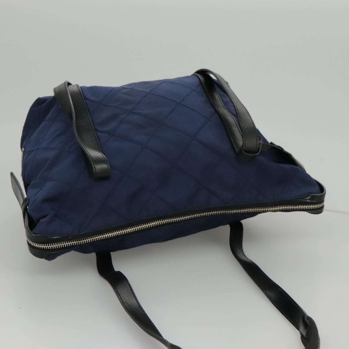 Prada Chain Shoulder Bag Quilted Tessuto, NAVY, NYLON, Shoulder bag