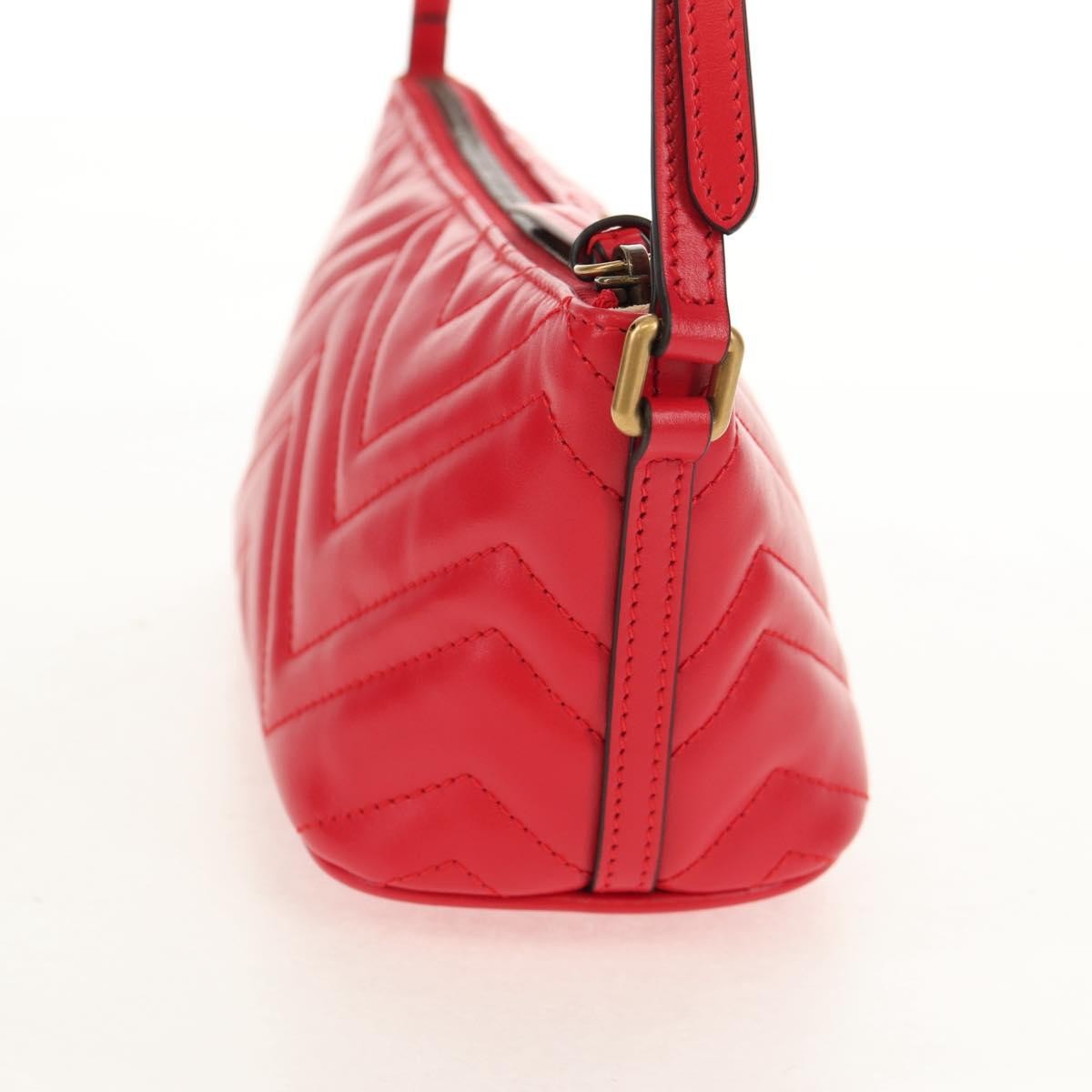 Gucci GG Marmont Pochette Shoulder Bag Matelasse Leather, RED, LEATHER, Clutche & pouche