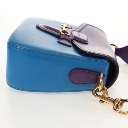 Gucci Lady Web Shoulder Bag Leather, BLUE, LEATHER, Shoulder bag