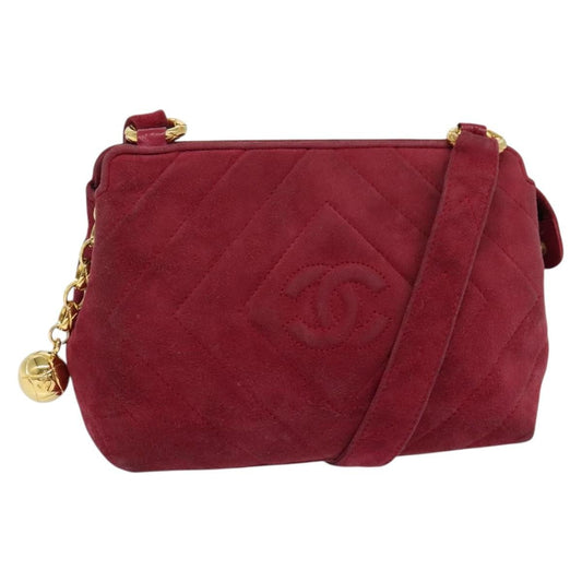 Chanel Vintage Diamond CC Camera Bag Quilted Suede, PINK, SUEDE, Shoulder bag